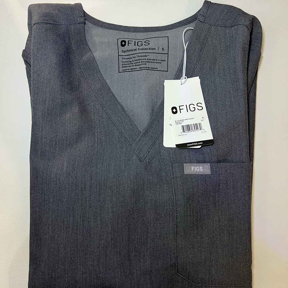 Figs Gray V-Neck Scrub Top